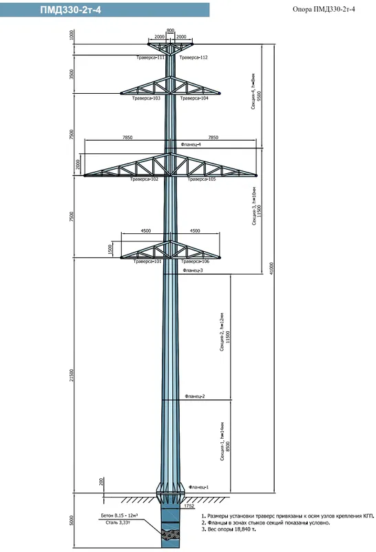Промежуточная опора ПМД330-2т-4