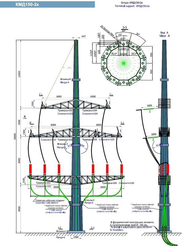 Чертеж Концевая опора КМД150-2к